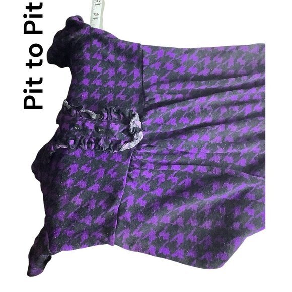 Speechless Girls A-Line Dress Purple Black Houndstooth Ruffled Collar Size 8 - Picture 10 of 15